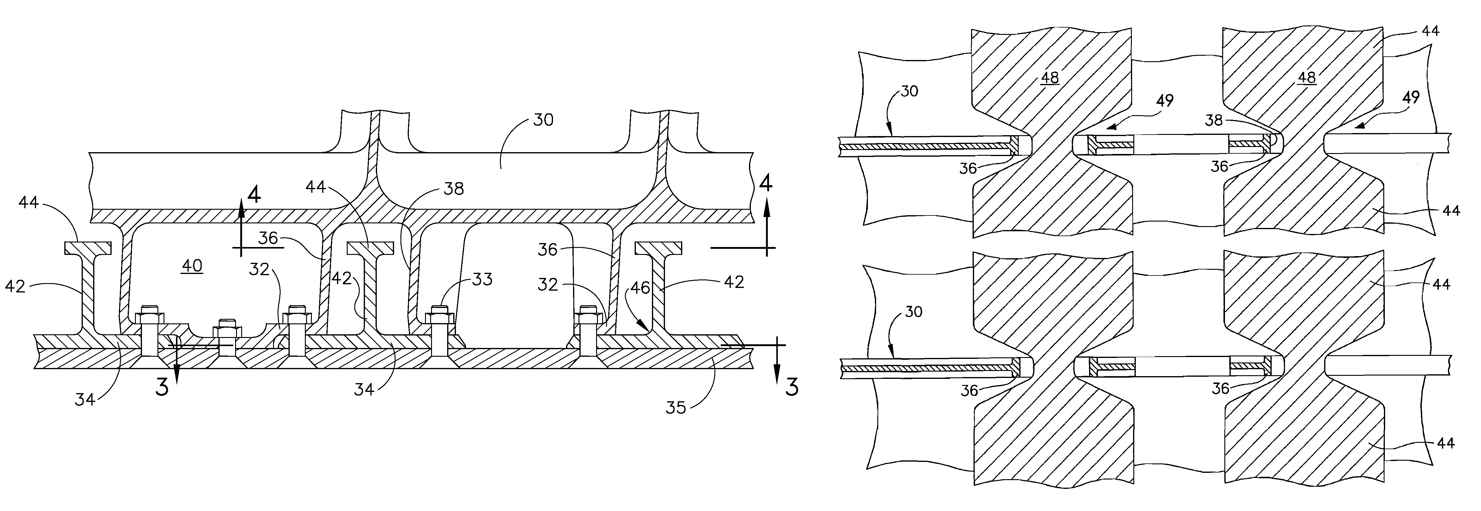 Rib support for wing panels