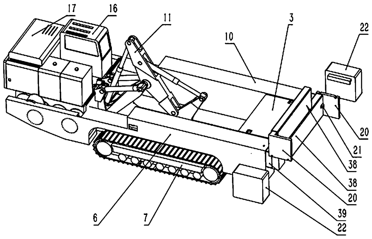 Rock breaking machine with telescopic side beams