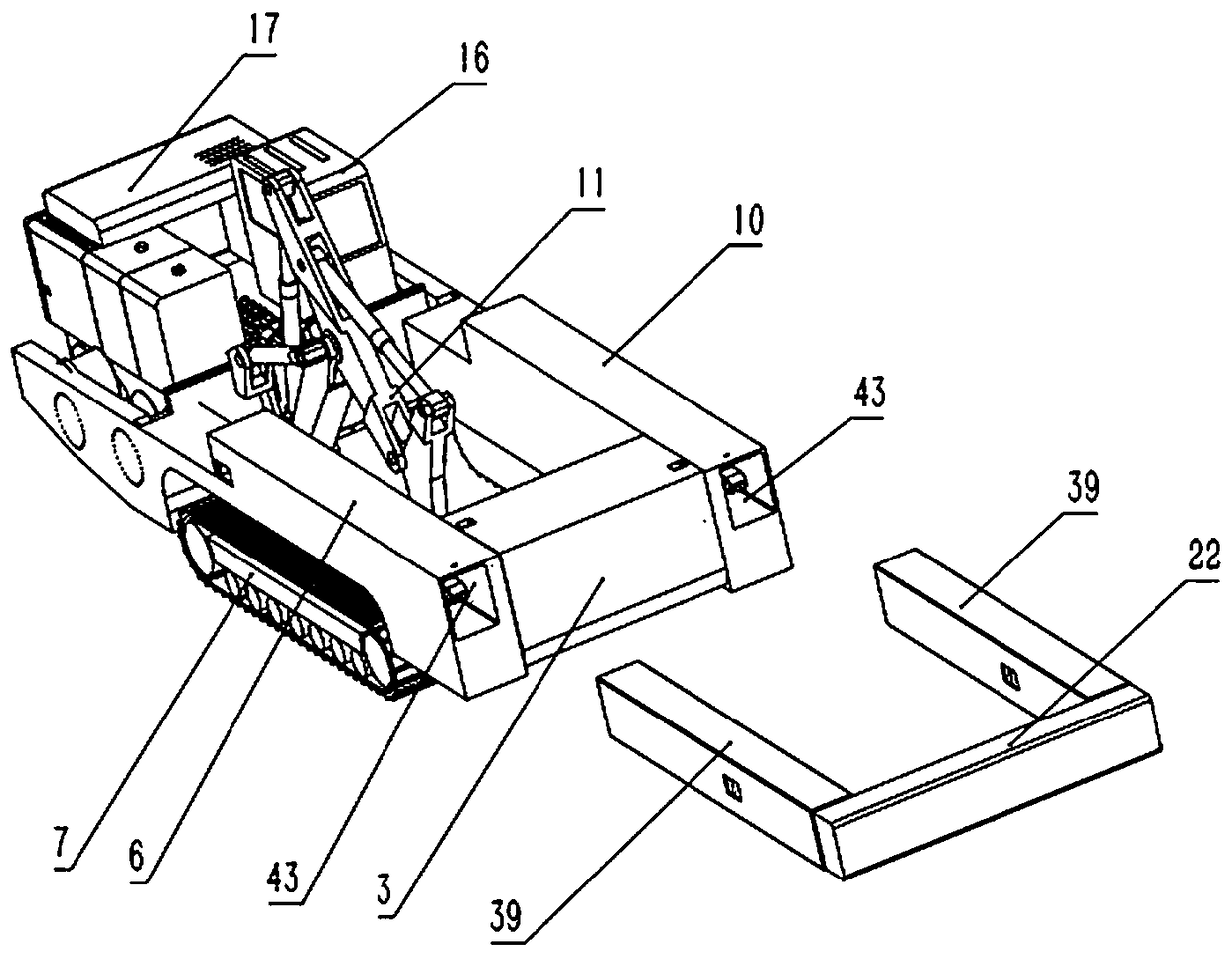 Rock breaking machine with telescopic side beams