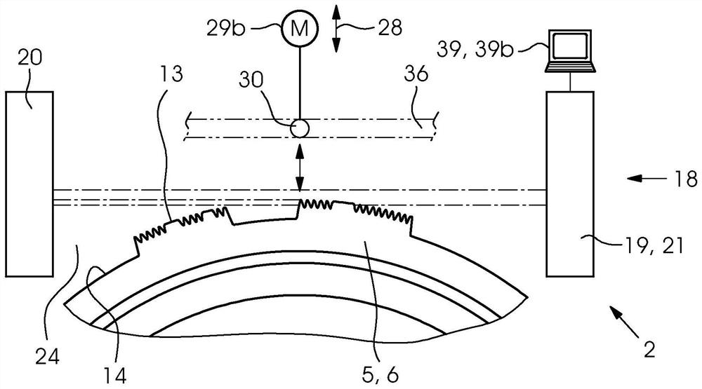 Device and system for measuring a high of a surface of a rotating body