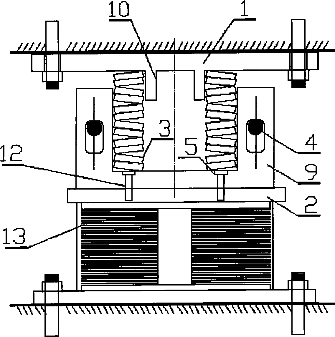 Vertical spacing -type lead shearing three-dimensional vibration isolation device