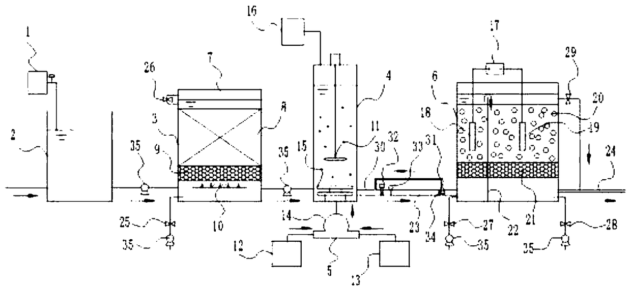 Apparatus used for deep denitrification and toxicity reduction of sewage and operation method therefor