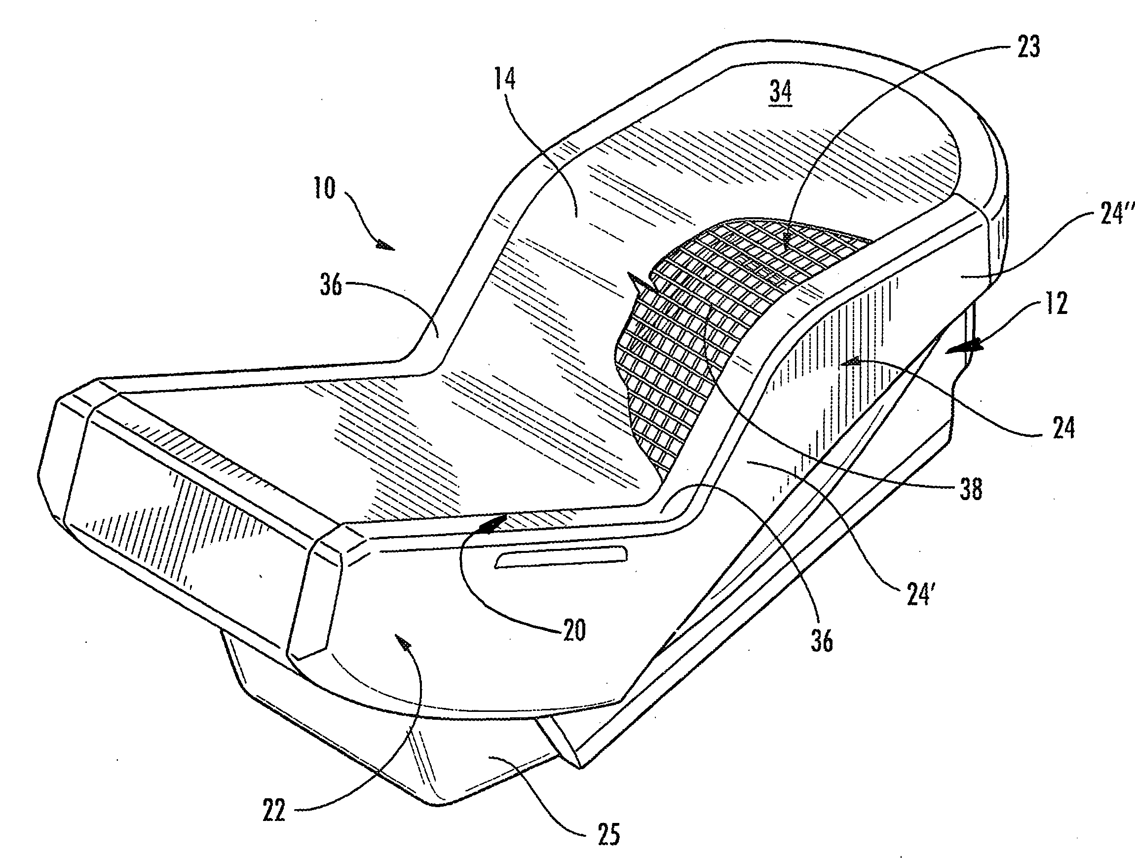 Apparatus for dry hydro-therapy body massage of a user in a seated position