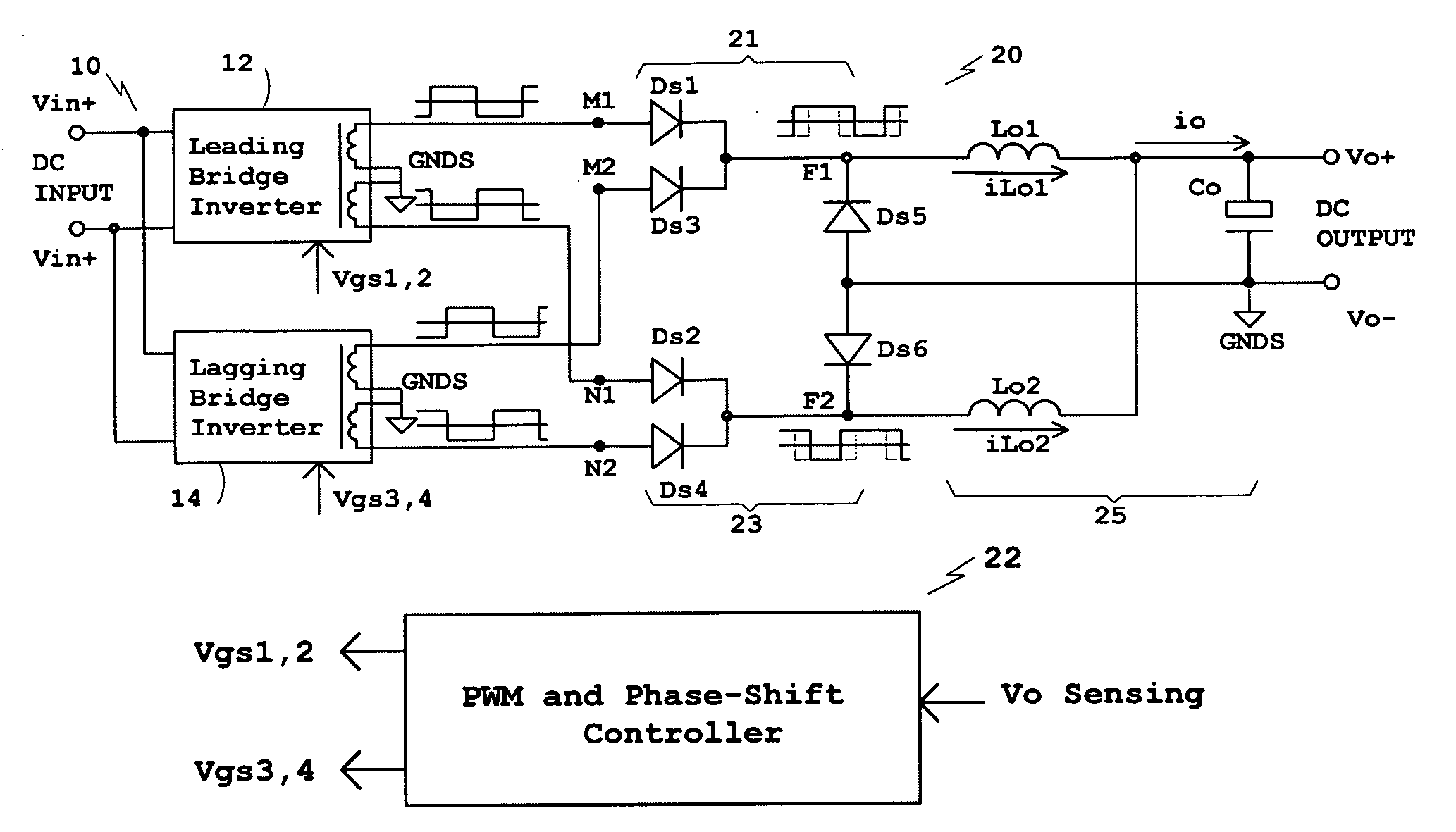 Phase-shifted dual-bridge DC/DC converter with wide-range ZVS and zero circulating current