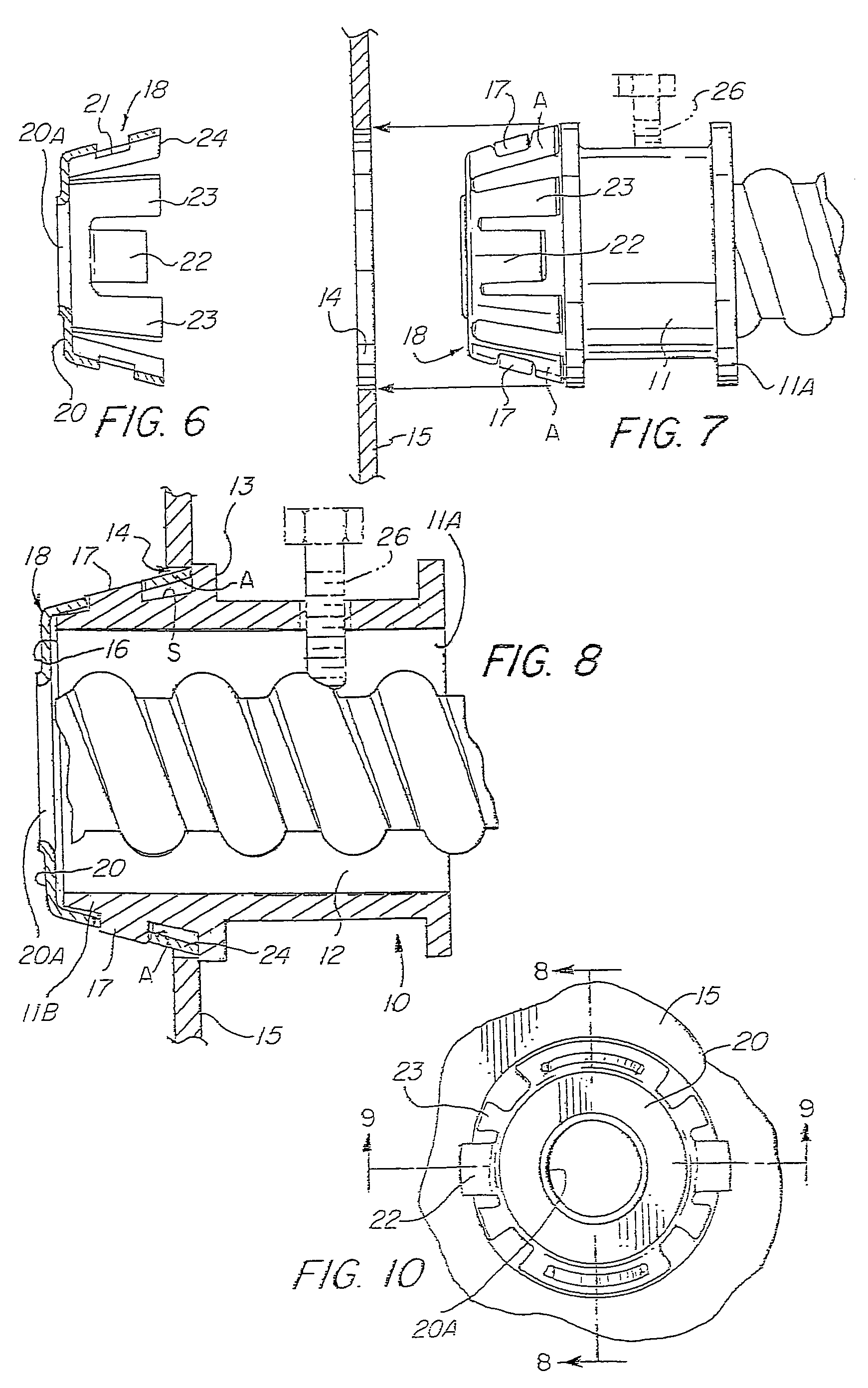 Electrical connector assembly with frusto-conical snap fit retaining ring for enhancing electrical grounding of the connector assembly to an electrical box and installation tool therefor