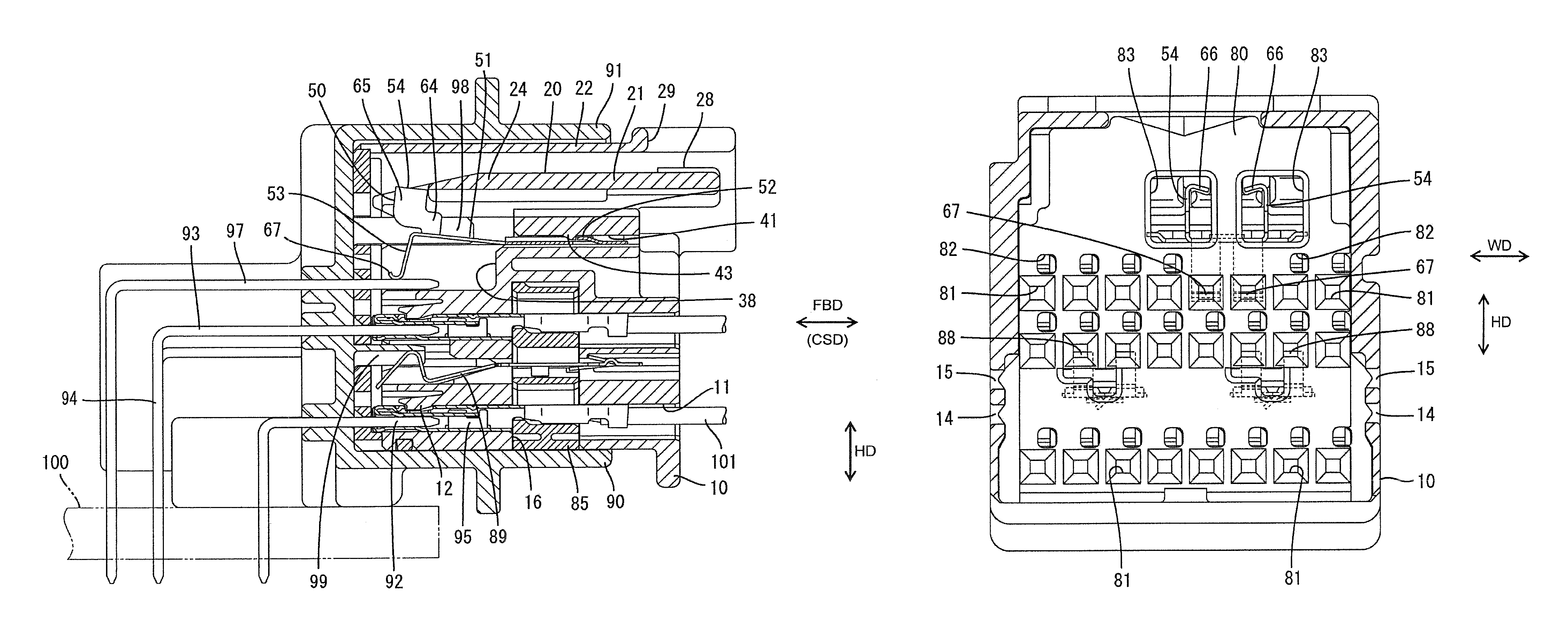 Connector, connector assembly and a detection terminal