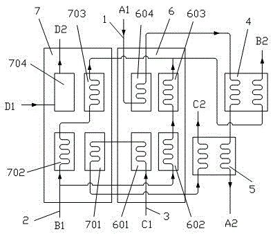 Simultaneously provide two channels of hot water with lithium bromide absorption heat exchange system with supplementary combustion