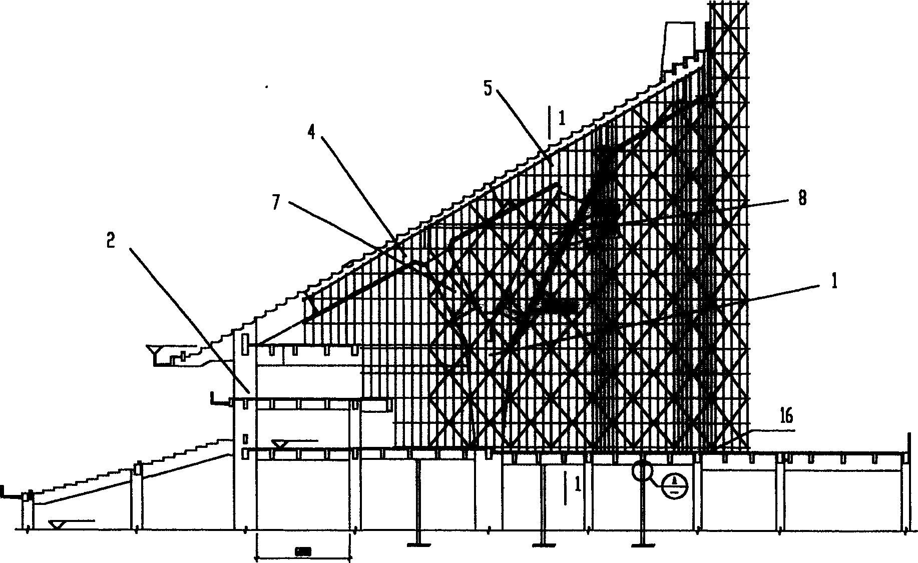 Method for constructing Y shape pillar and suspended declined beam