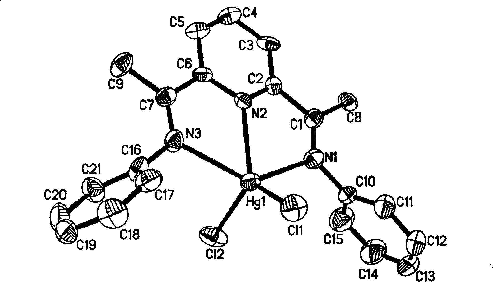 Blue light emitting organic luminescent material small-substituent pyridine diimine hydrargyrum complex and method of preparing the same