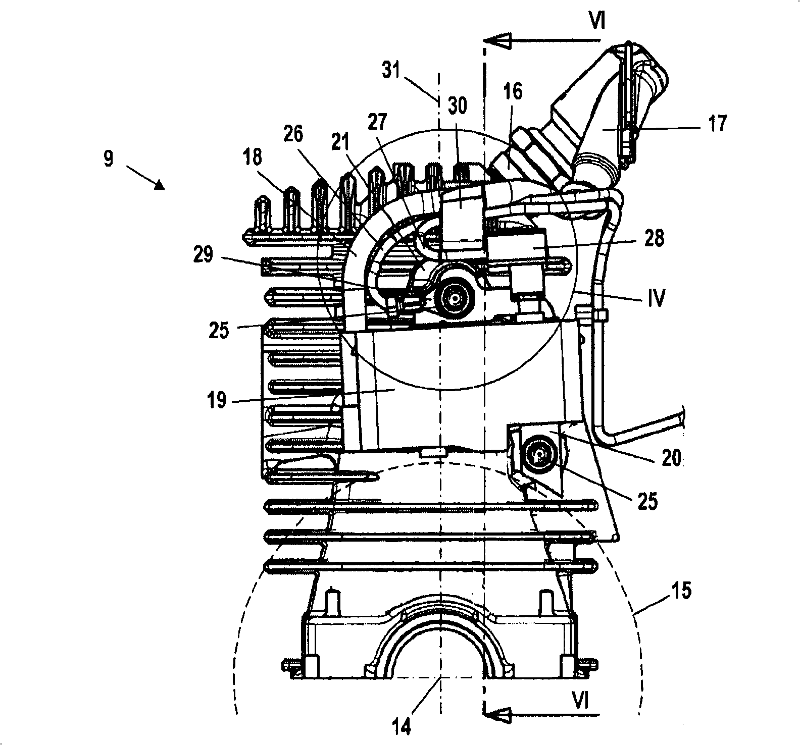 Internal combustion engine having a cable retainer and a cable retainer for an internal combustion engine