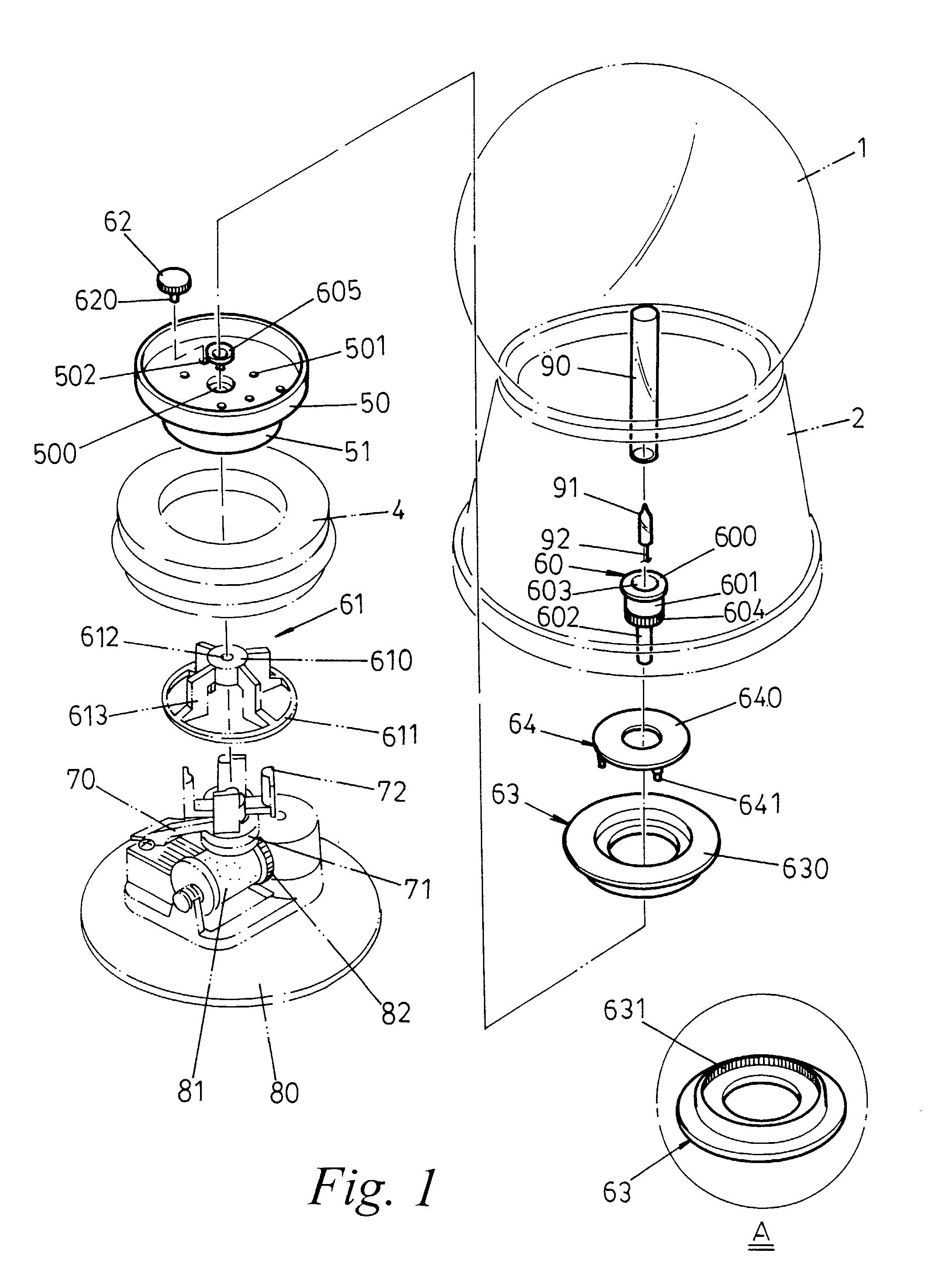 Crystal ball structure delivering multi-layer rotation and light effects