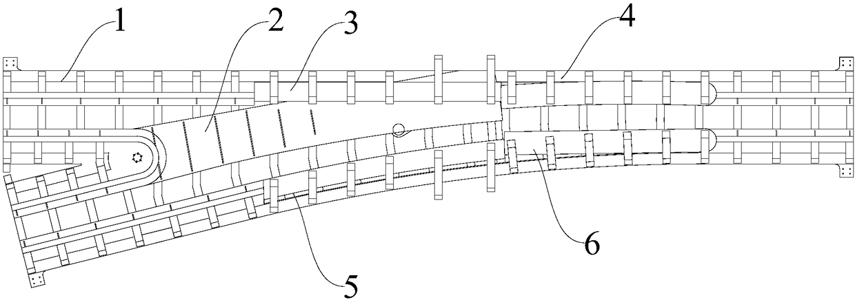 Compensation rail in-situ lifting suspension monorail turnout system