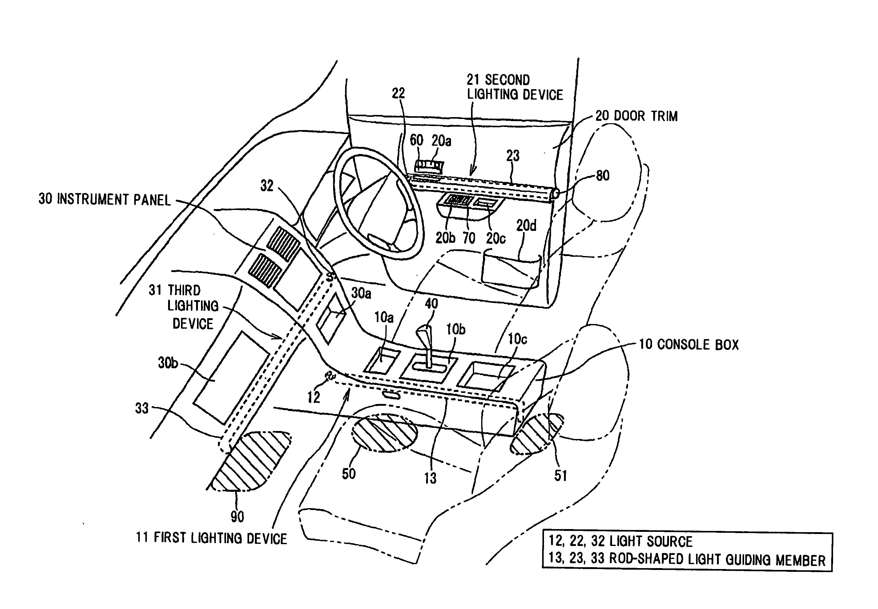 Vehicle interior lighting device