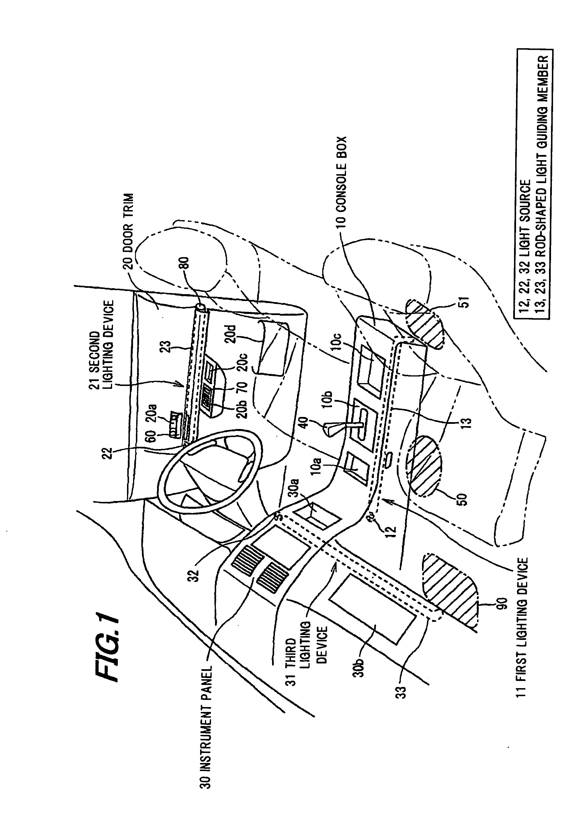 Vehicle interior lighting device