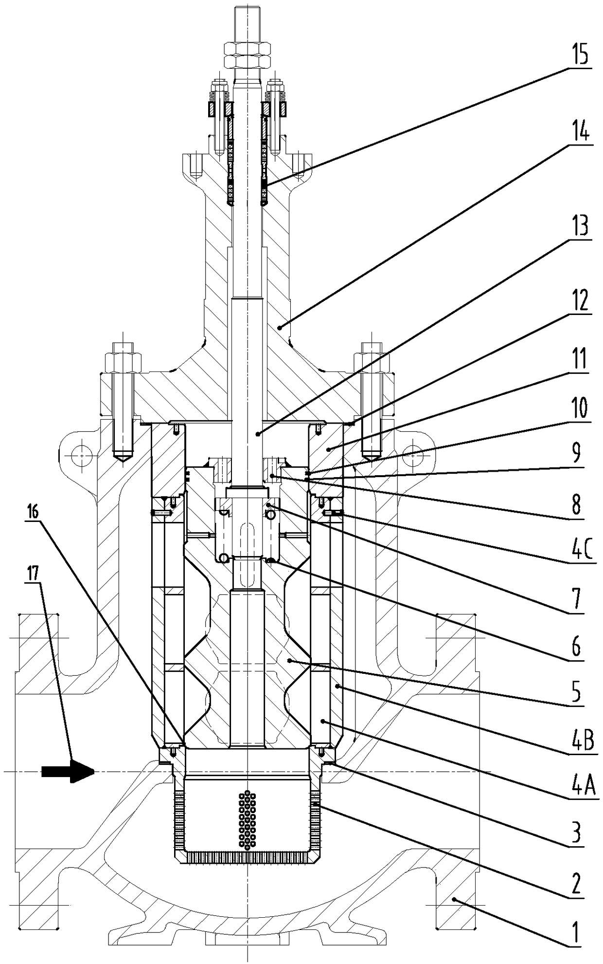 Pilot operated serial adjusted stop valve