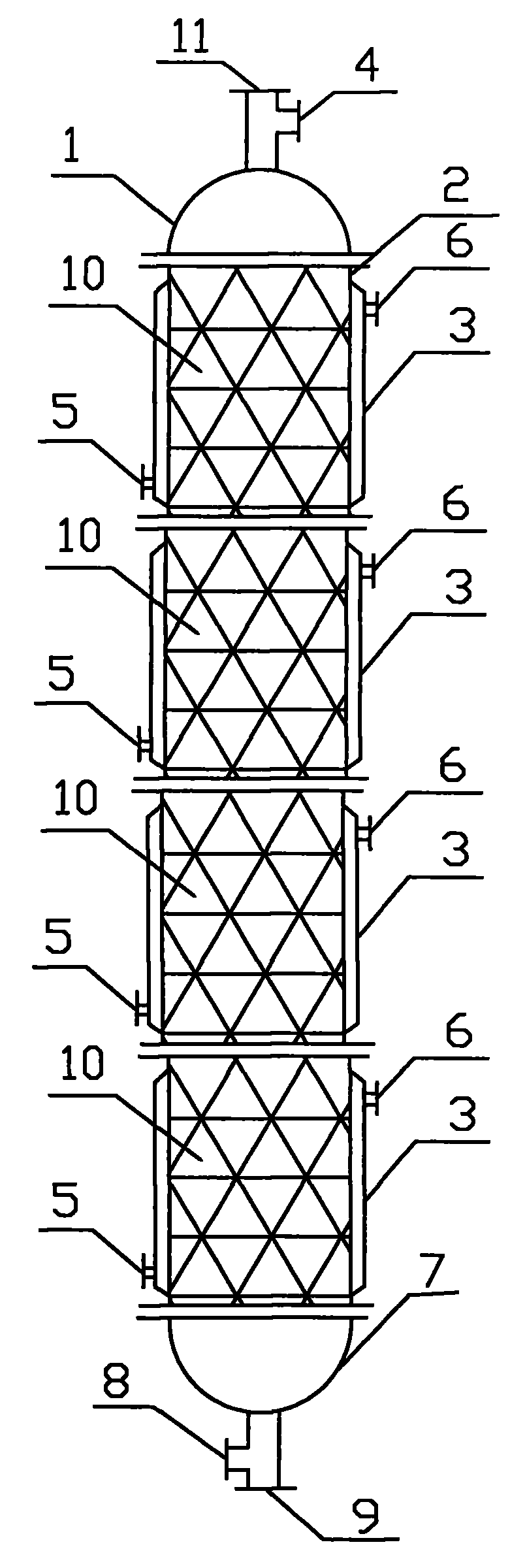 Process for preparing bromoundecanoic acid by tower type addition of undecylenic acid