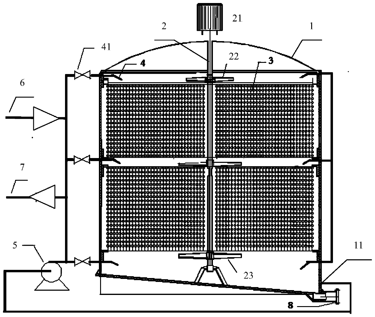 Novel fermentation device and application thereof for immobilized yeast fermentation preparation of ethyl alcohol