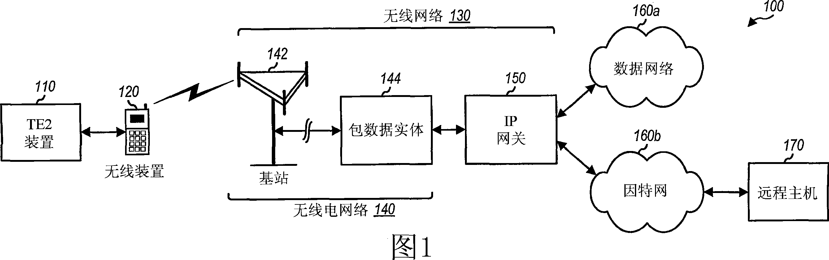 Method and apparatus for supporting wireless data services on a TE2 device using an IP-based interface