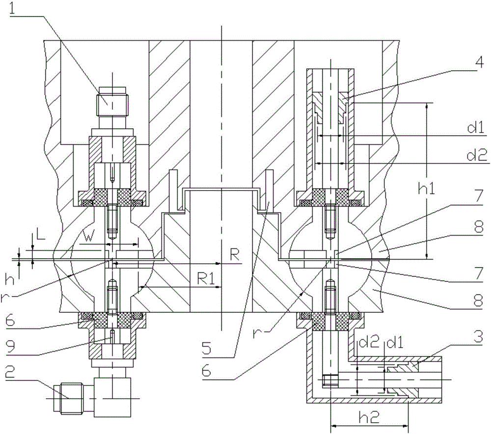 L waveband non-contact small axial size rotating hinge and realization method for the same