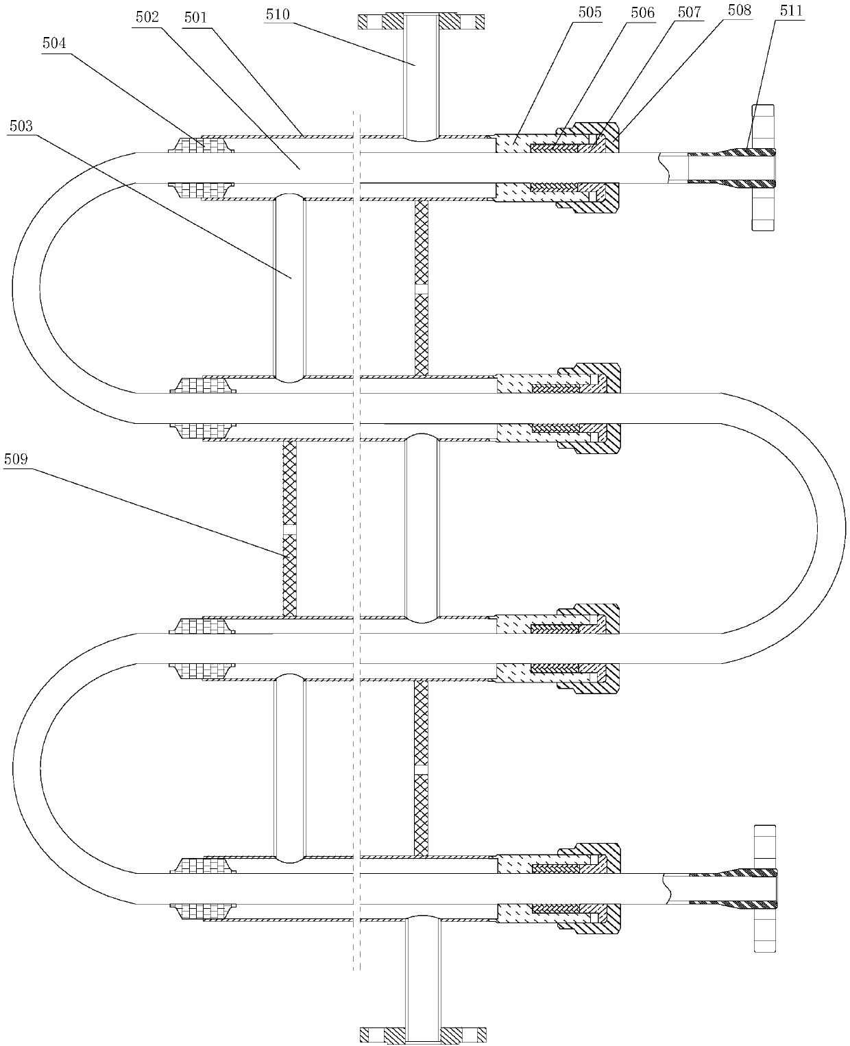 Multi-loop coupled heat conduction passive waste heat discharging system test simulation device