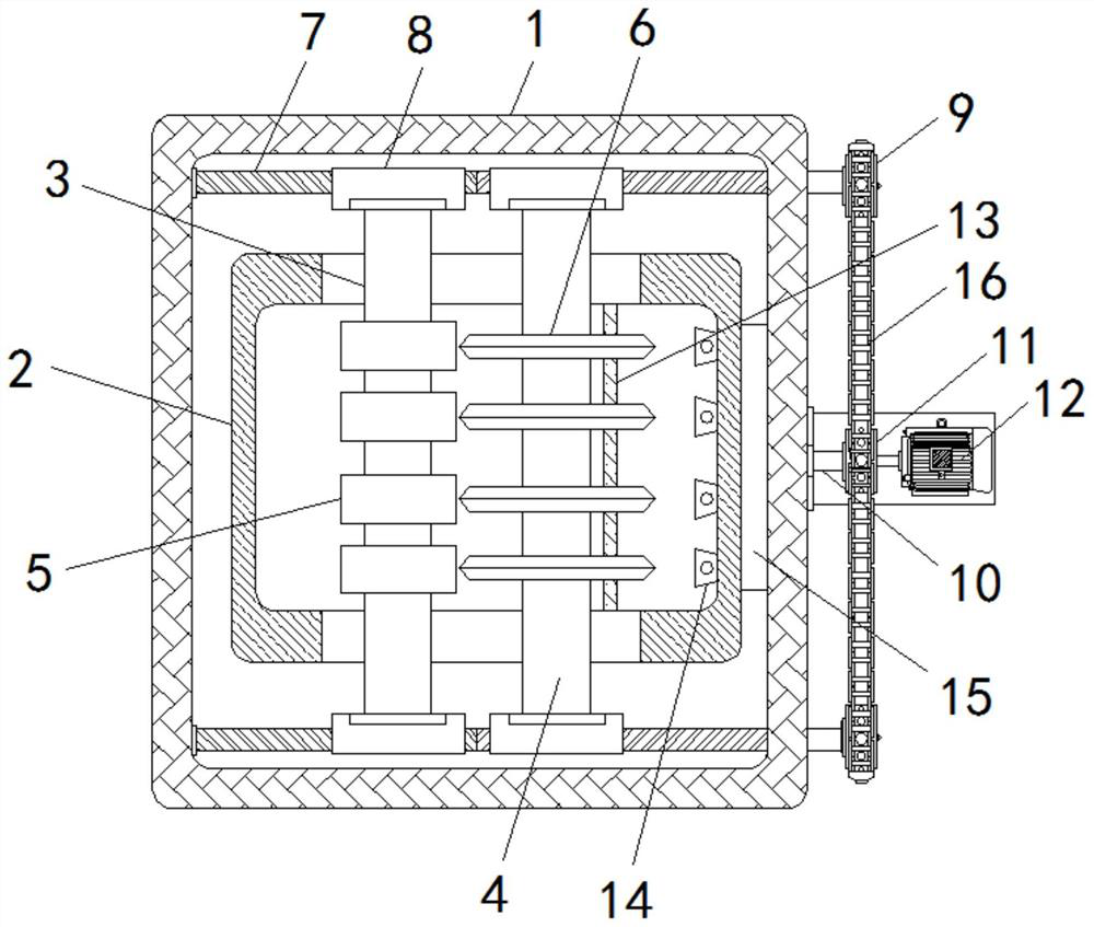 Four-segmentation material dividing, guiding and guarding device