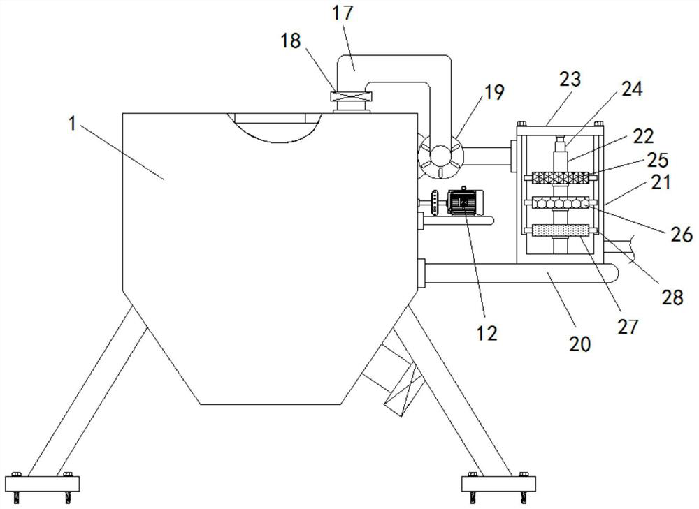 Four-segmentation material dividing, guiding and guarding device