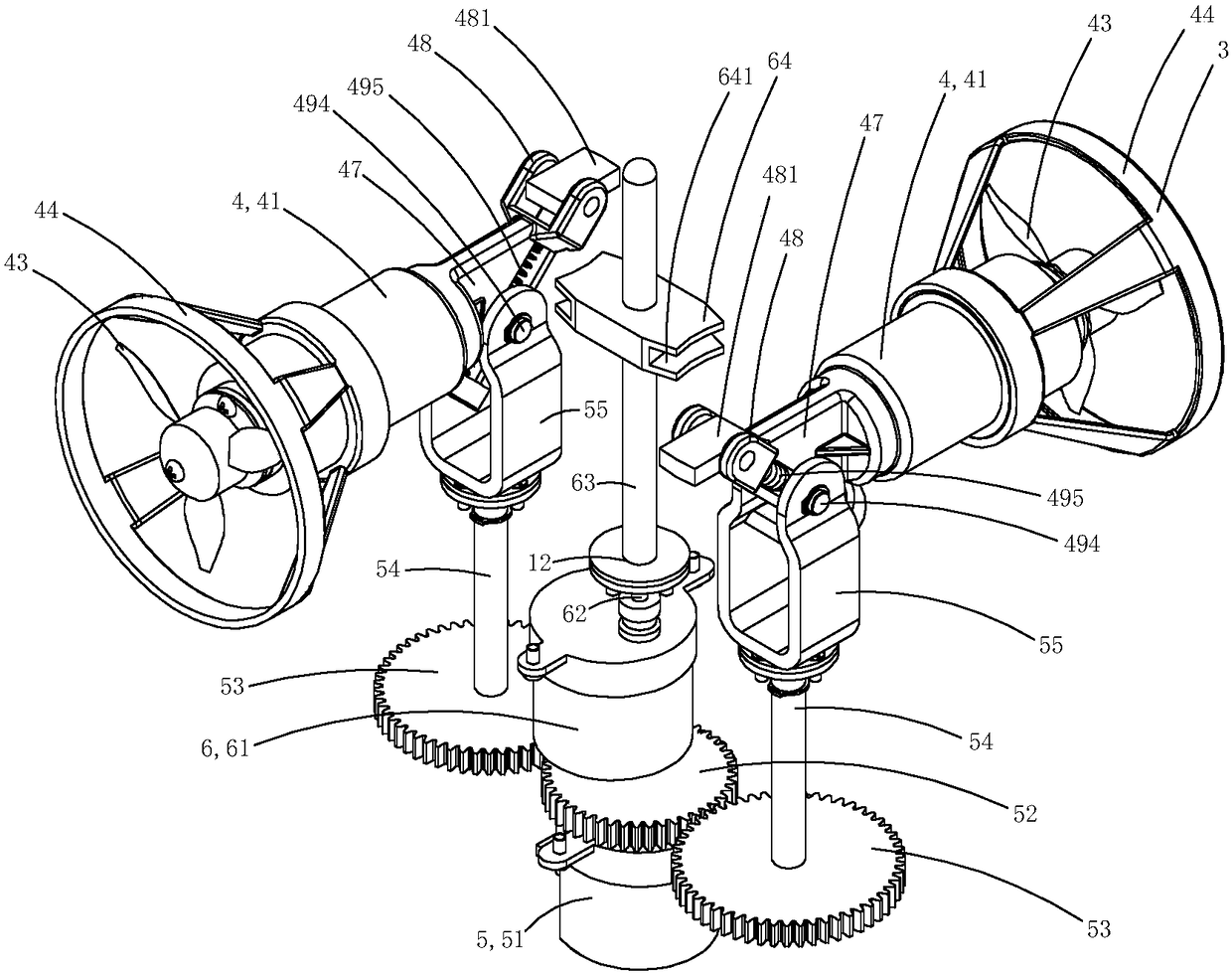 Direction-adjusting blade driving mechanism for intelligent underwater robot