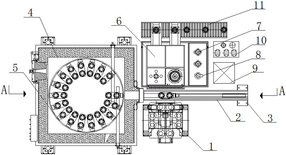 Full-automatic large-size rotary hearth furnace carburizing and quenching production line device