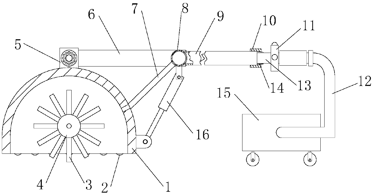 Cleaning device for cotton dust on walls of textile workshop