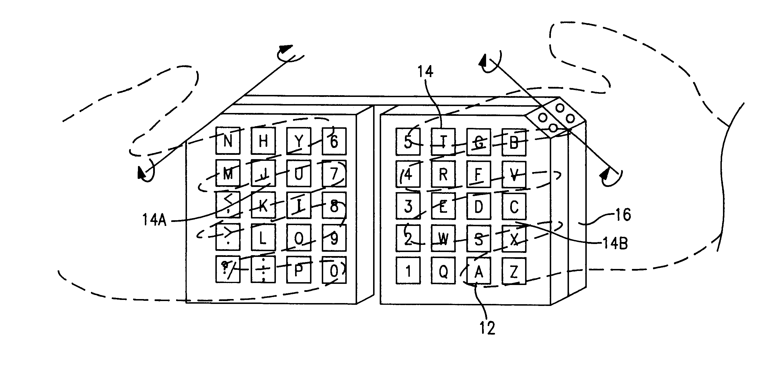 Backside keyboard for a notebook or gamebox