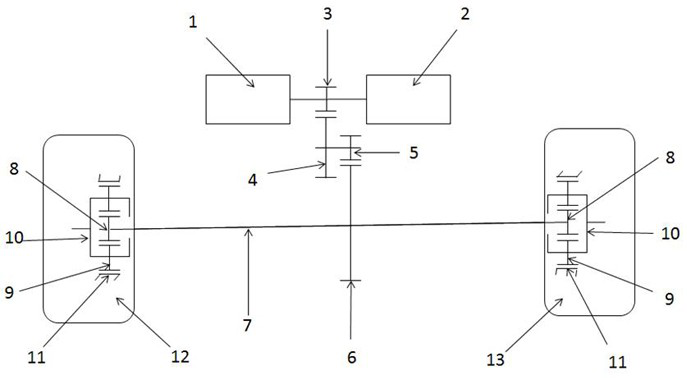 Dual-motor single-speed parallel-axis electric drive axle with hub speed reduction function