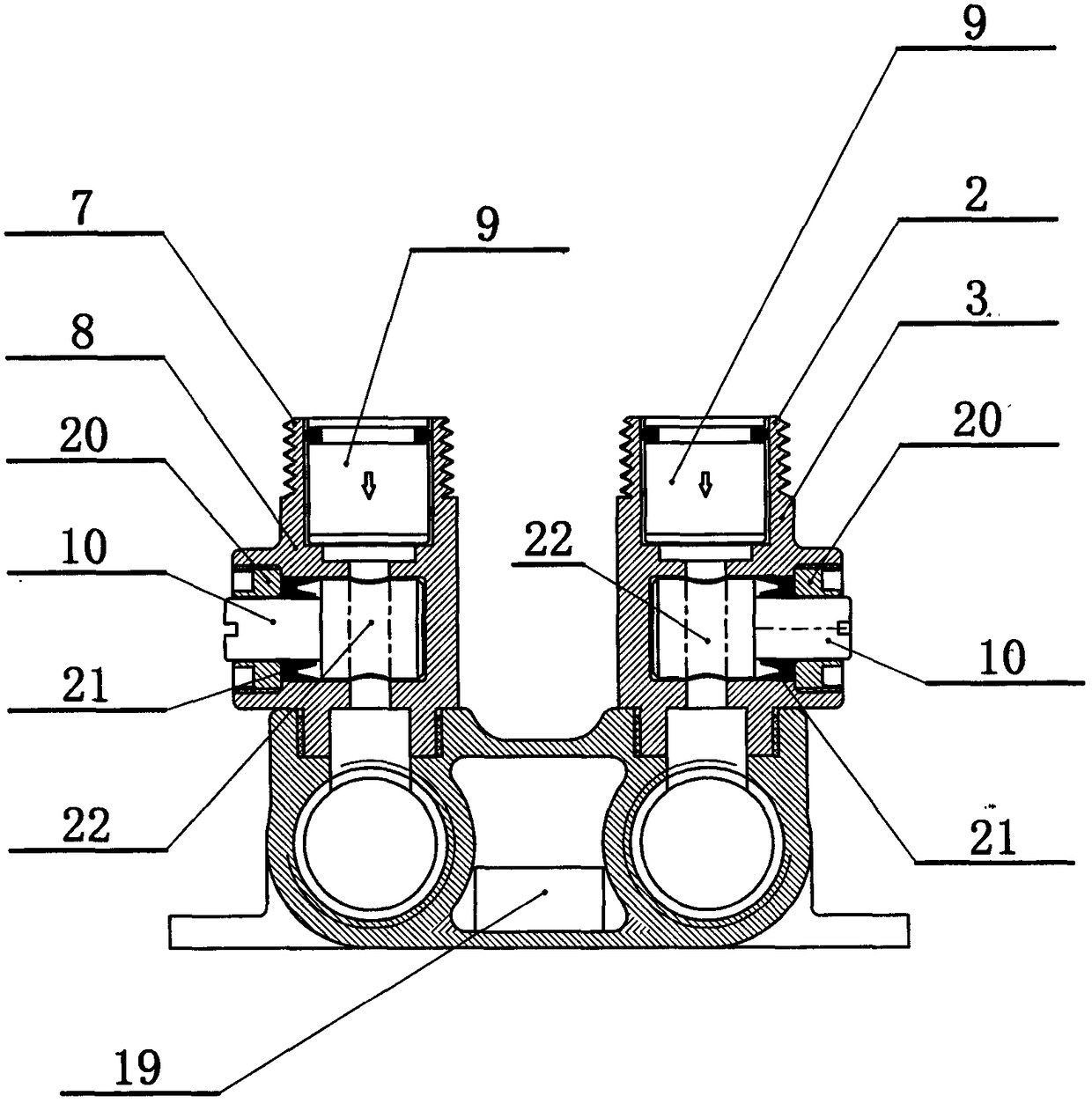 Foot valve with flow and temperature adjusting device