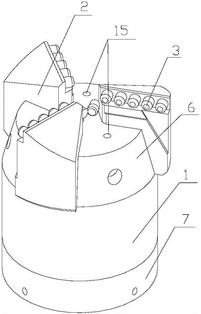 Rotary jet flow PDC drill bit