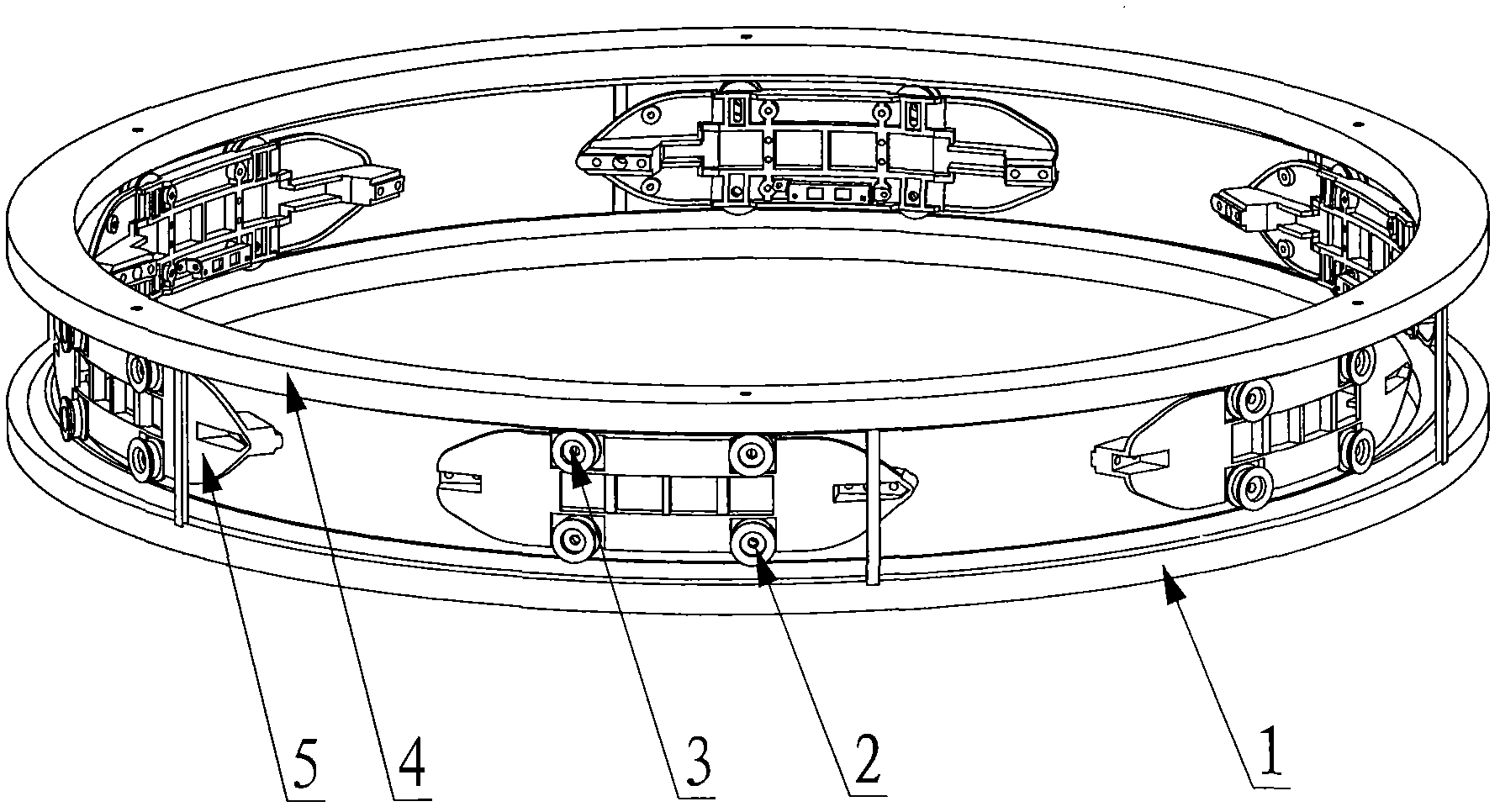 Concave shuttle wheel and double conical surface orbit structure of circular weaving machine