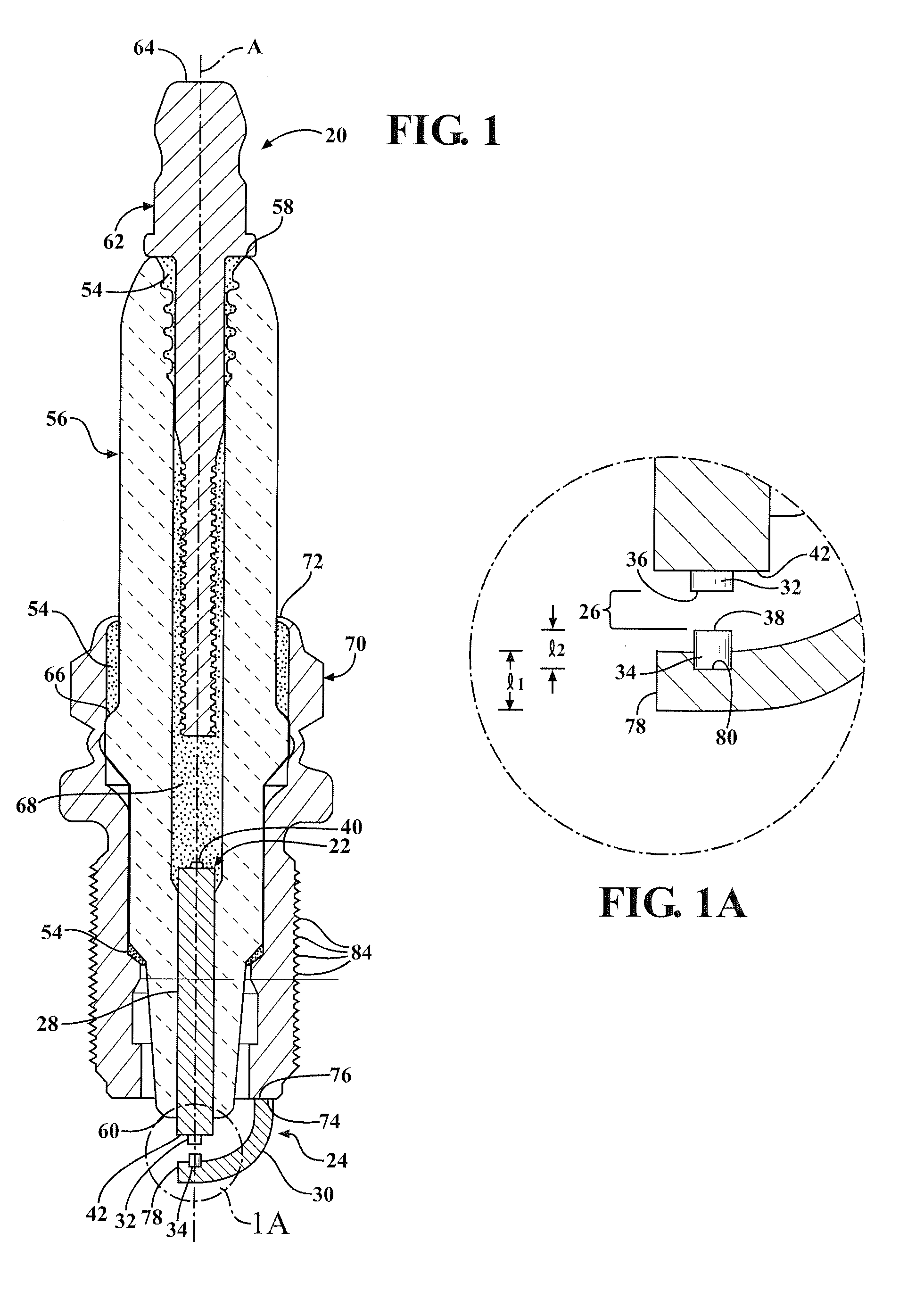 Spark plug with ceramic electrode tip