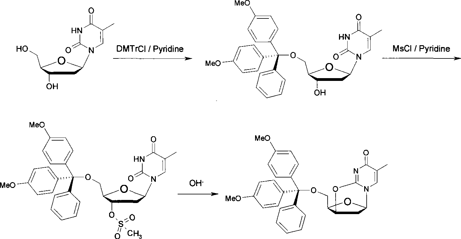 Method for synthesizing positive electron radioactive imaging agent labeled precursor thymidine derivative