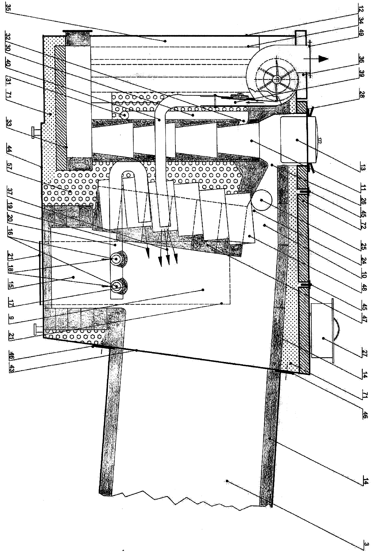 Boiler for small house, with automatic feeding device and adopting bundled straw fuel