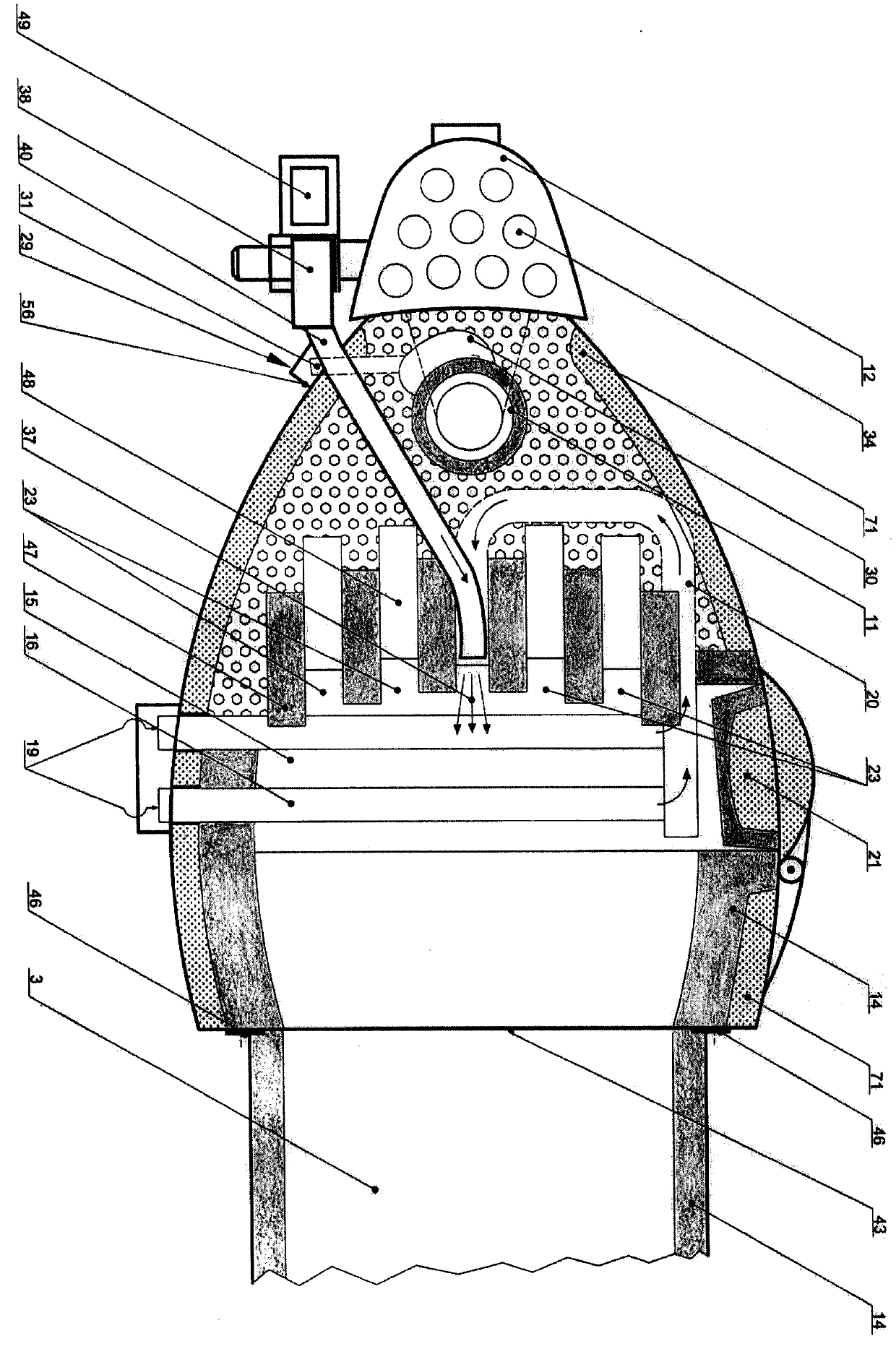 Boiler for small house, with automatic feeding device and adopting bundled straw fuel