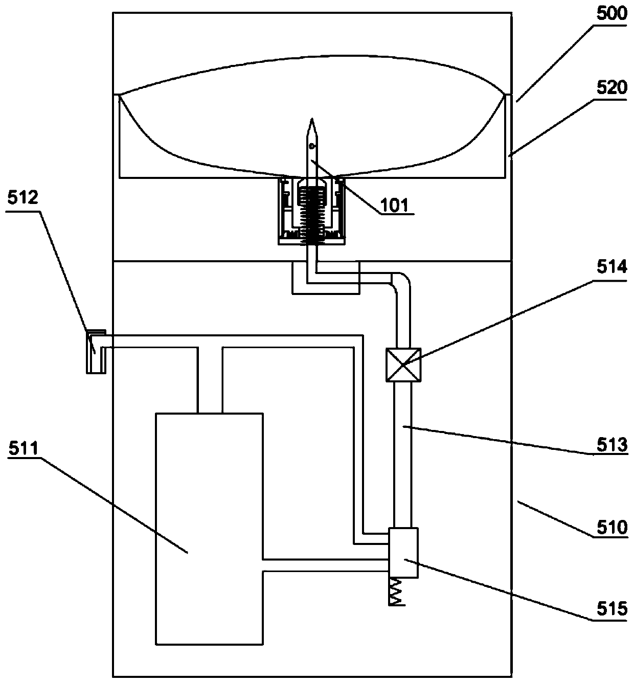 Flexible package water taking device and water drinking device with flexible package water taking device