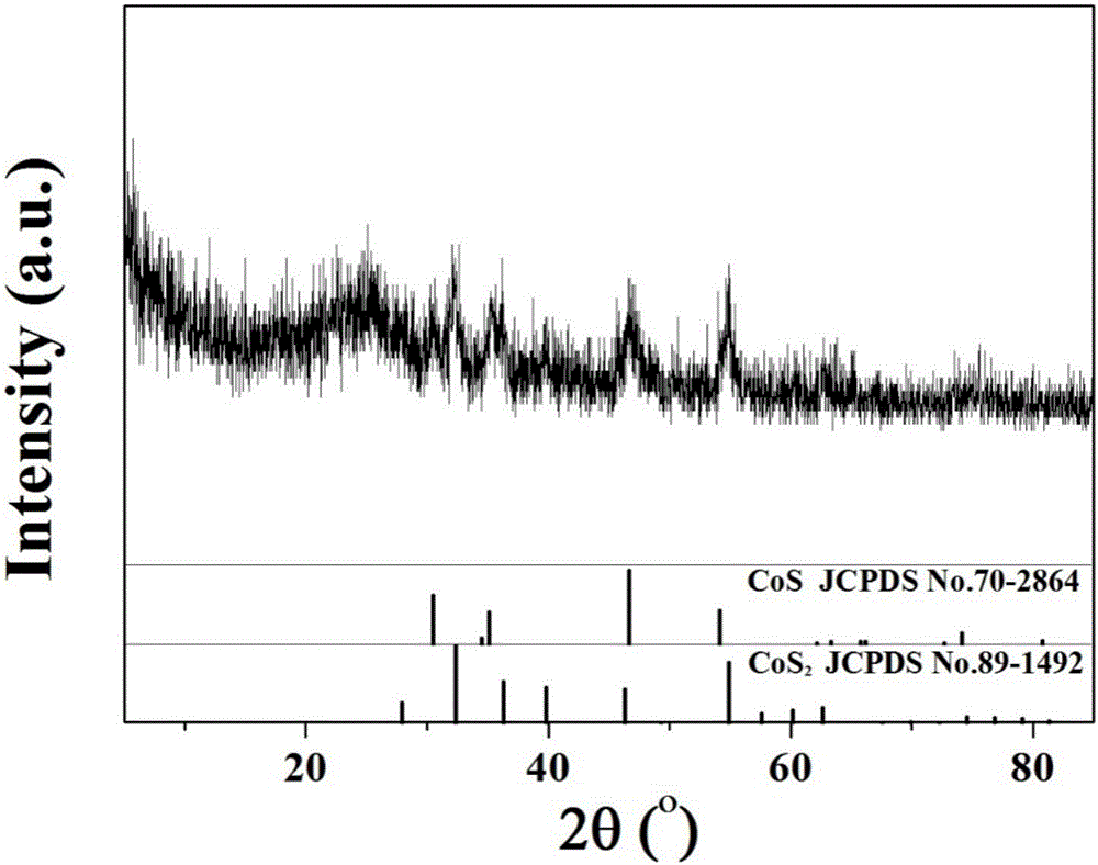 Porous cobalt sulfide and nitrogen-doped carbon composite material and preparation method and application thereof