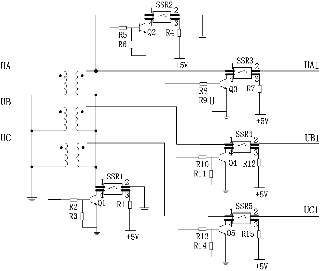 Intelligent tester for secondary polarities of four-star voltage transformers