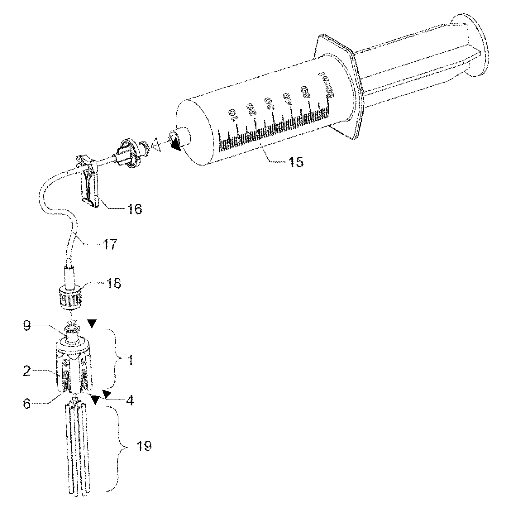 Multi-lumen multi-clamp luer lock system