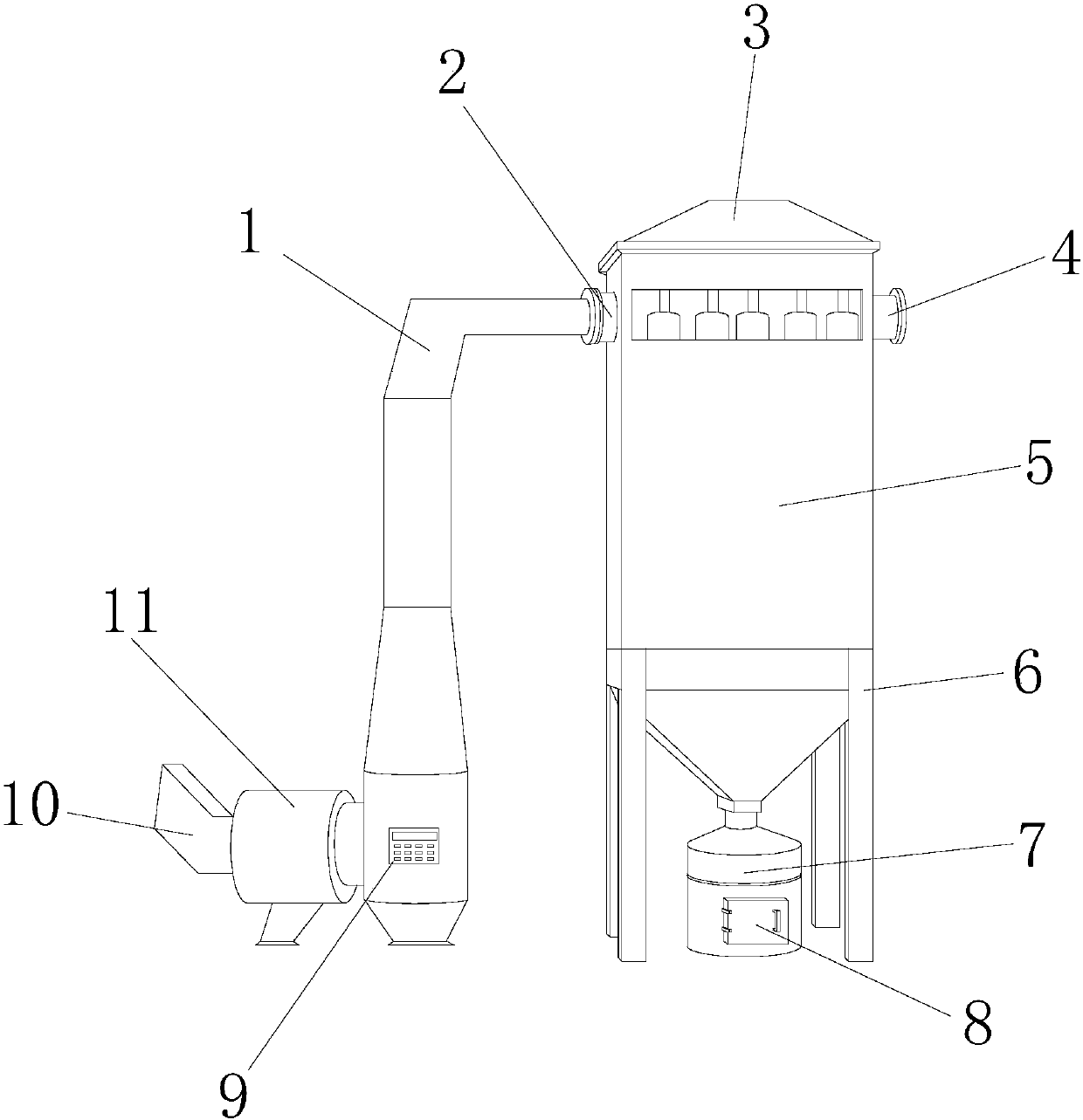 Dust collection device used in honeycomb ceramics processing