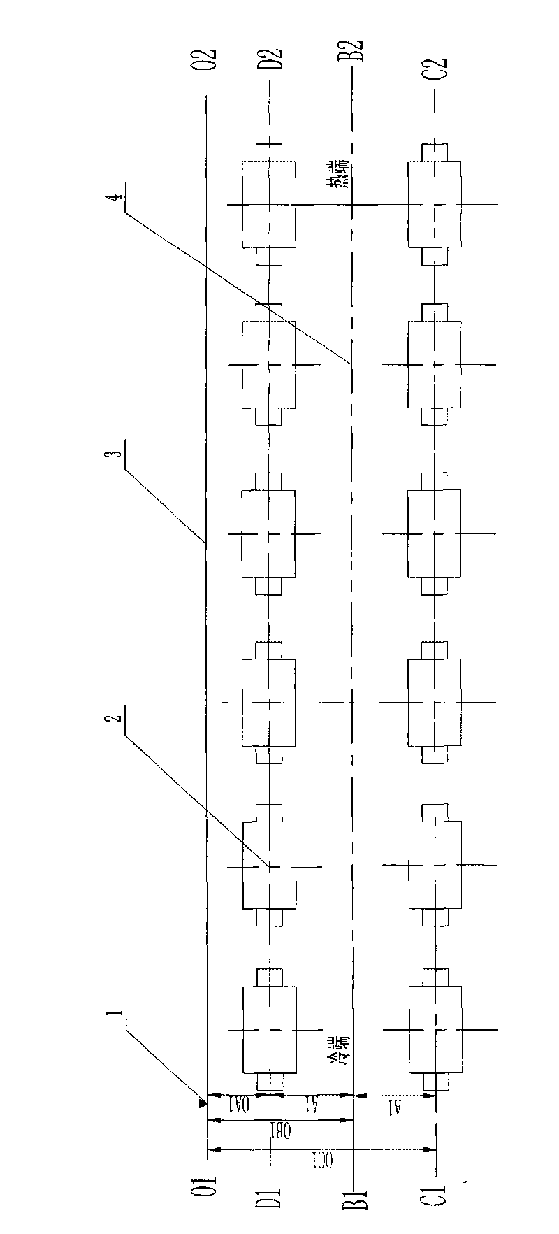 Method for fast measurement and judgment of central line of equipment like rotary kiln