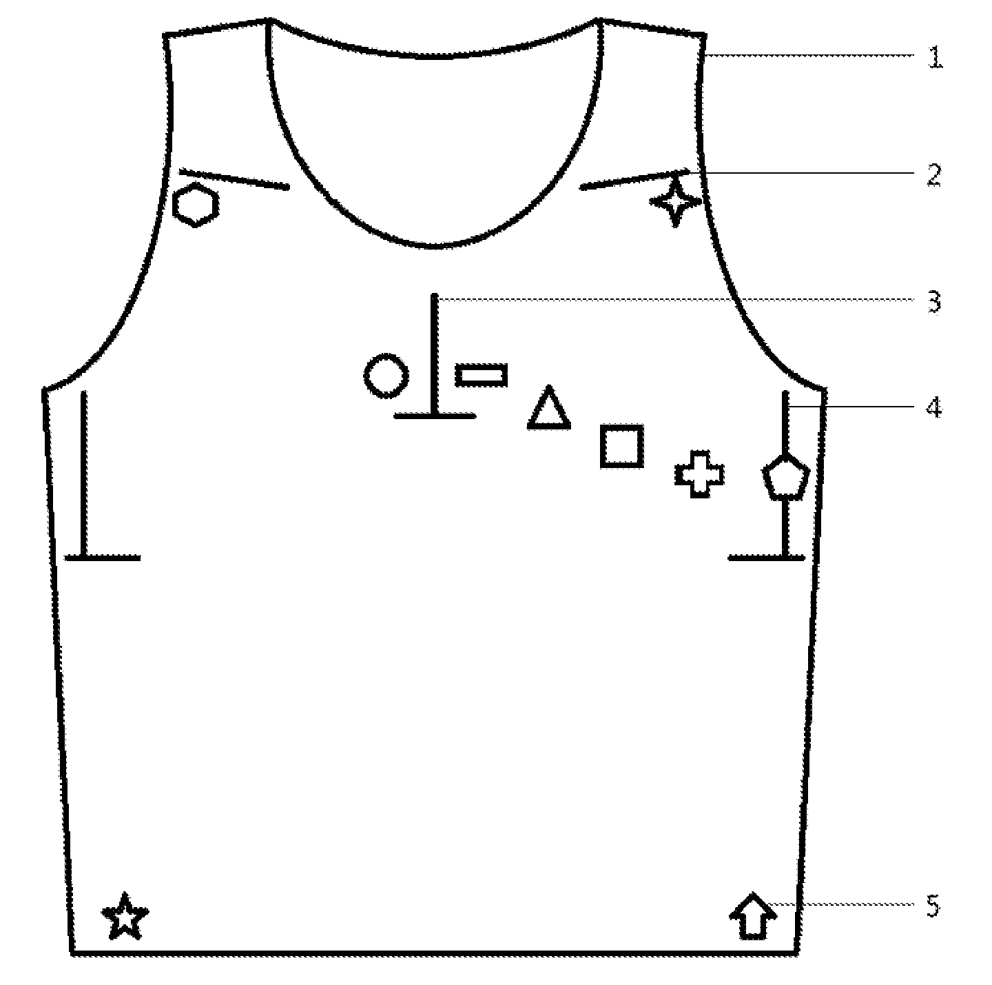 Elastic garment for positioning and fixing ECG electrodes