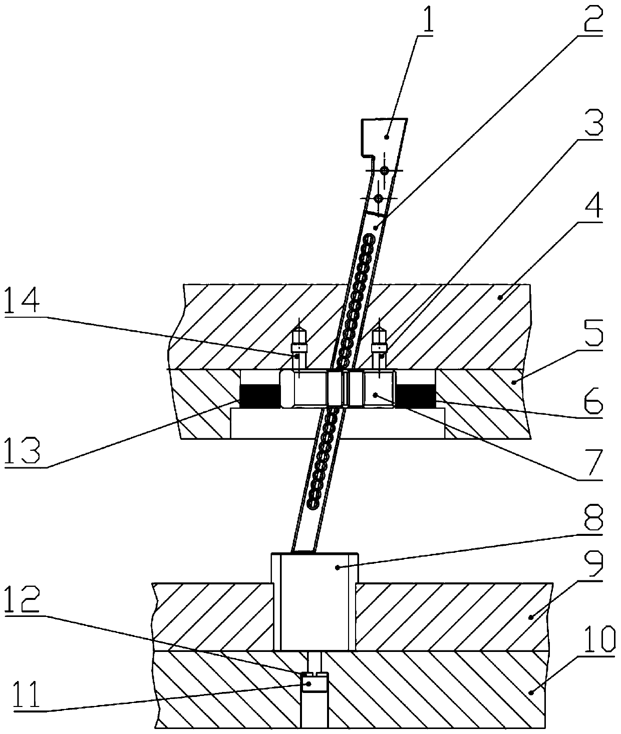 A method and device for monitoring the tilting mechanism of an injection mold