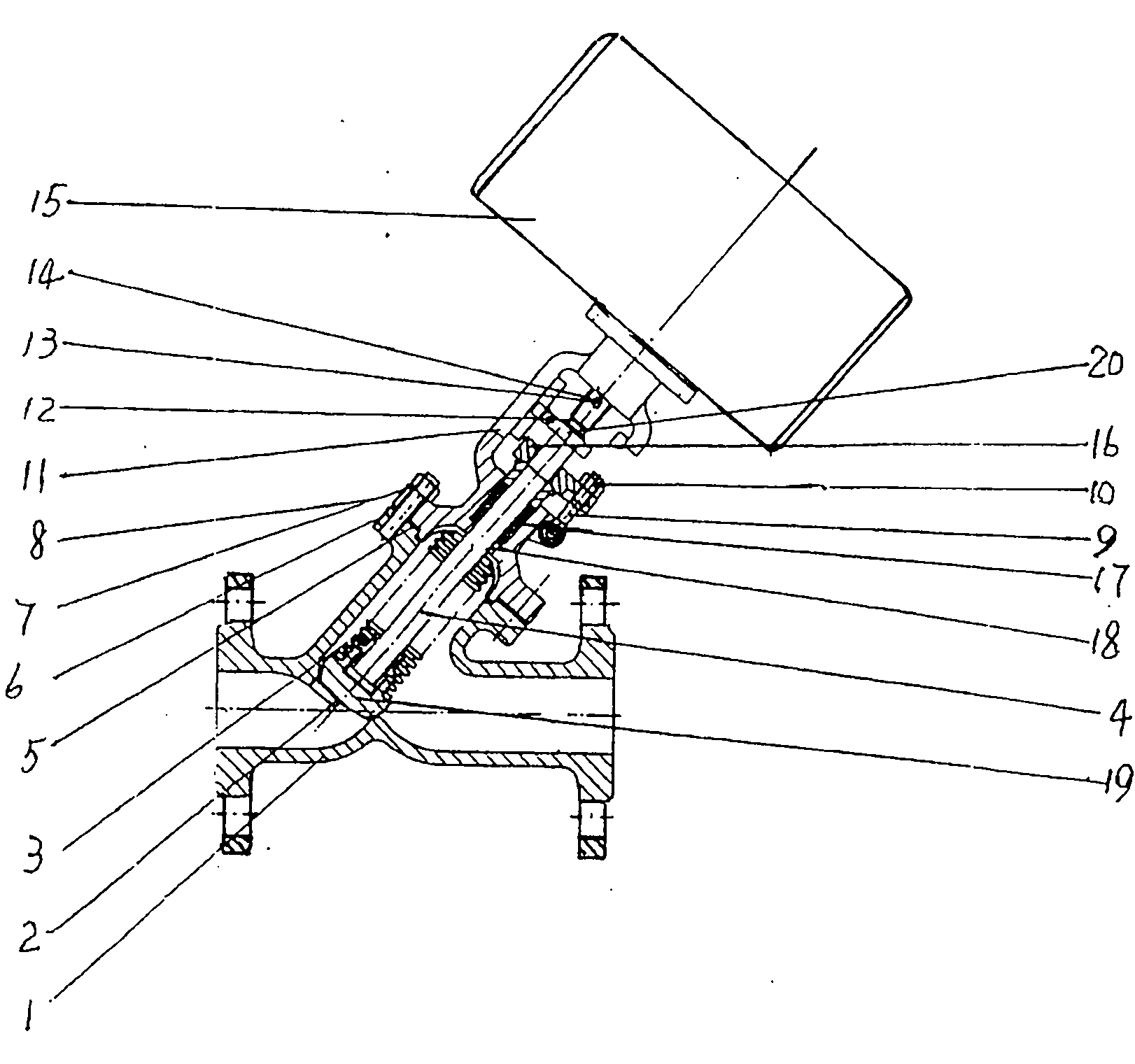 Liquid high pressure-driven oblique bellows stop valve with lockset