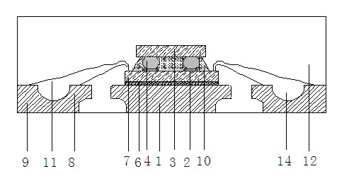 Multi-ring-arranged double-integrated circuit (IC) chip packaging piece and production method thereof