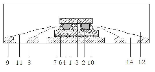 Multi-ring-arranged double-integrated circuit (IC) chip packaging piece and production method thereof