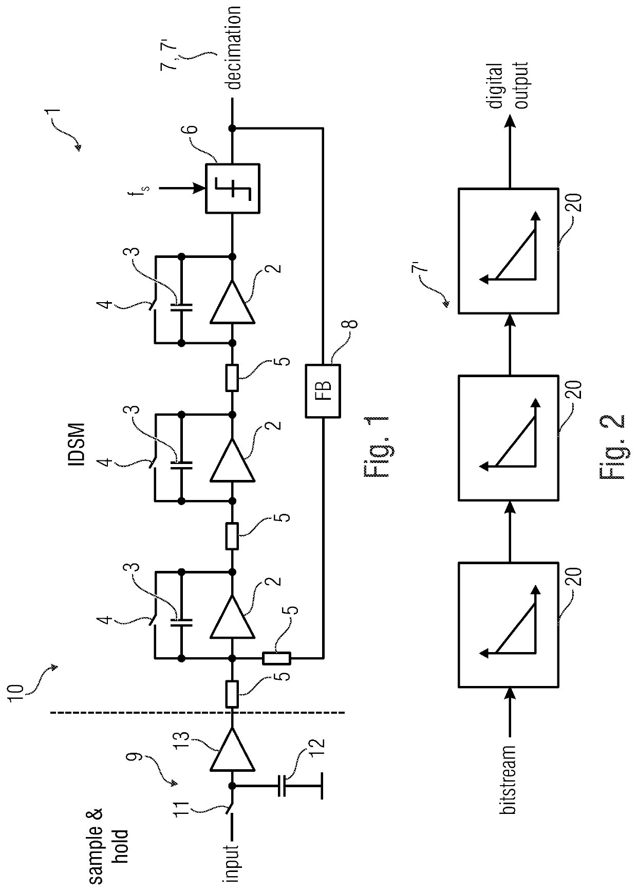 Circuitry including at least a delta-sigma modulator and a sample-and-hold element